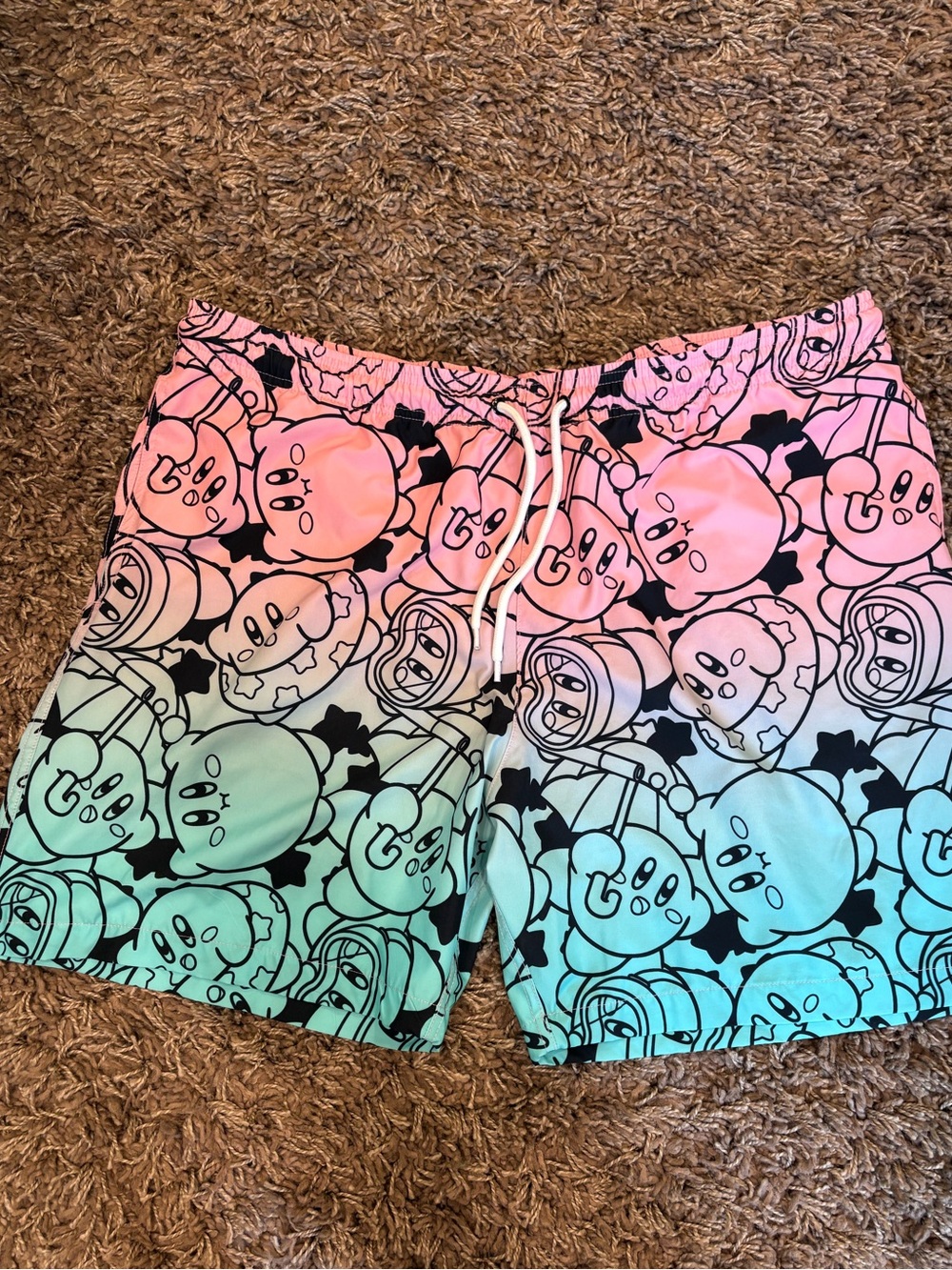 Nintendo Kirby Men's Shorts Gamer Video Game Size XL Thin Lightweight Drawstring